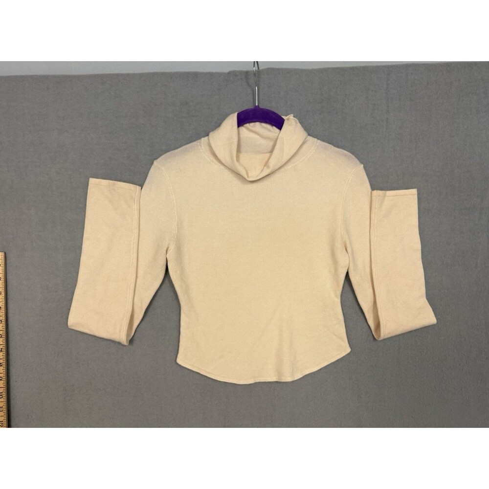 THE WORKSHOP Cream Beige Turtleneck Sweater Women's Size M Fitted Long